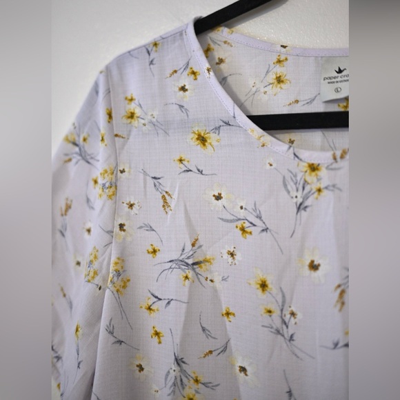 Paper Crane Babydoll Tiered Pastel Floral Print Blouse Size Large - Cottagecore - Picture 3 of 7